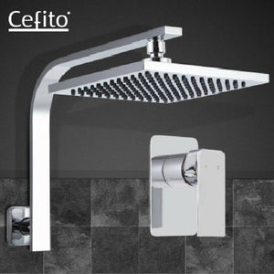 Cefito WElS 8'' Rain Shower Head Mixer Square High Pressure Wall Arm DIY Chrome