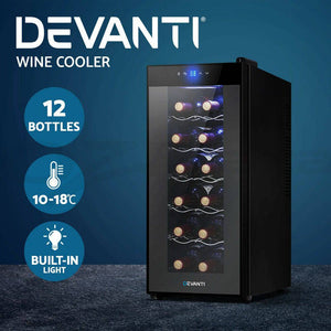 Devanti Wine Cooler 12 Bottle Thermoelectric Fridge Storage Chiller