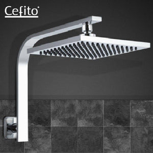 Cefito WElS 8'' Rain Shower Head Set Square High Pressure Wall Arm DIY Chrome