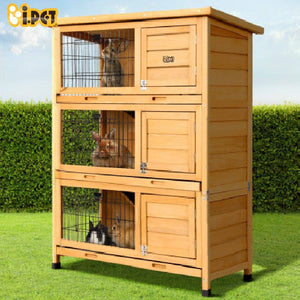 i.Pet Rabbit Hutch Chicken Coop 91.5cm x 46cm x 116.5cm Chicken Coop Large House Cage Run Wooden Outdoor
