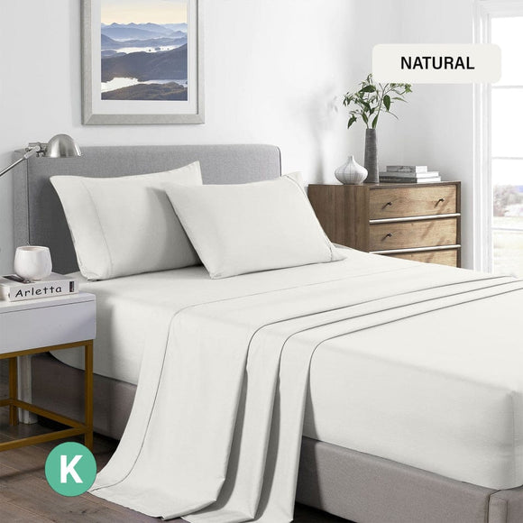 Bed Sheet 2000TCRoyal Comfort Bamboo Cooling Sheet Set Ultra Soft Bedding - King - Natural