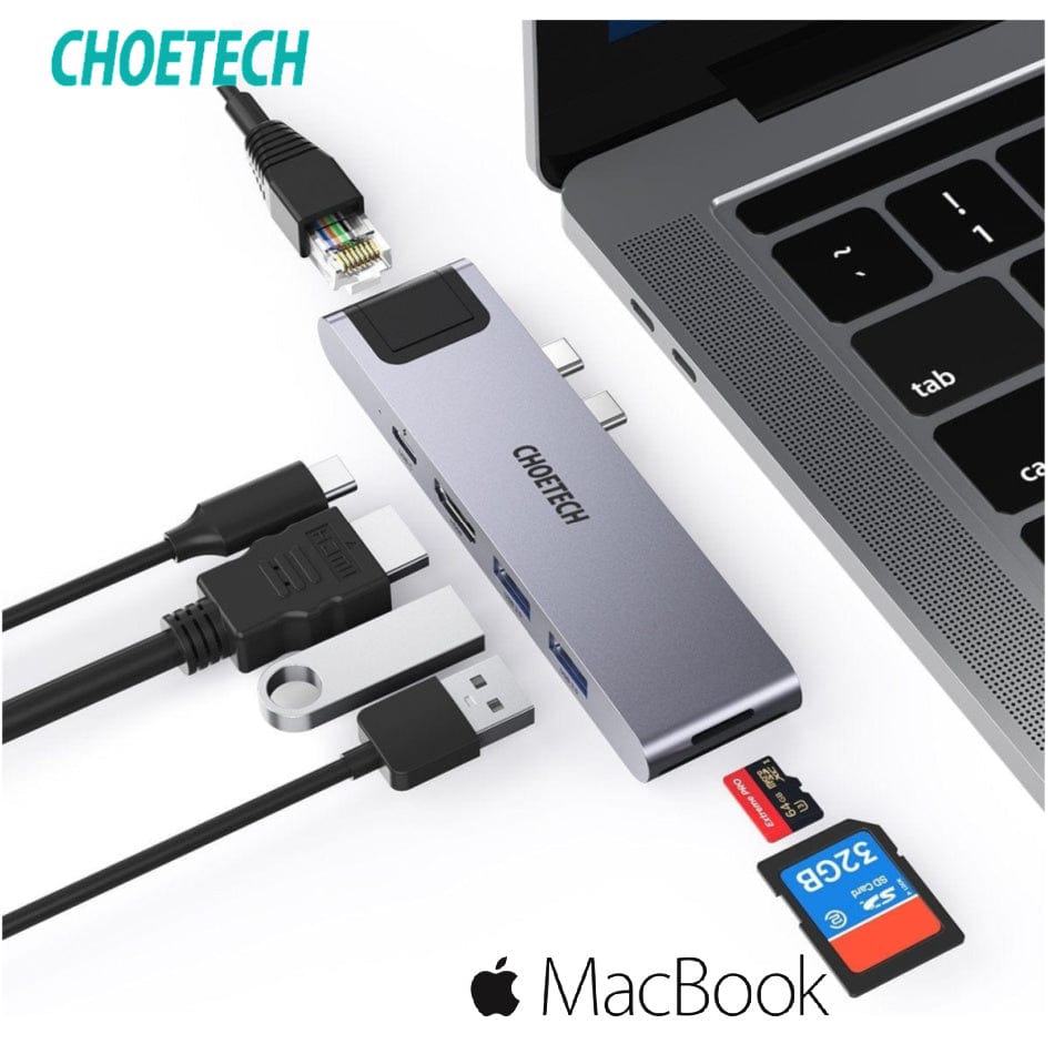 CHOETECH HUB-M24 7-in-2 MacBook Pro/Air USB Adapter USB-C Hub