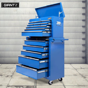 Giantz 14 Drawers Toolbox Trolley Blue