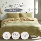 Cosy Club Duvet Cover Quilt Set King Flat Cover Pillow Case Yellow Inspired King