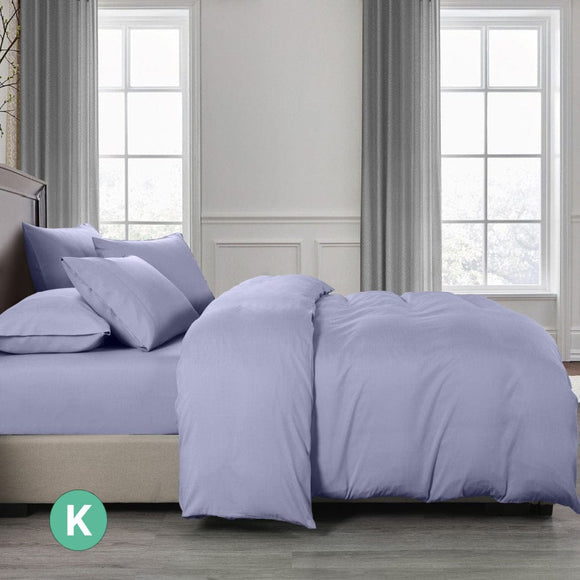 Bed Sheet Royal Comfort 2000TC 6 Piece Bamboo Sheet & Quilt Cover Set Cooling Breathable - King - Lilac Grey