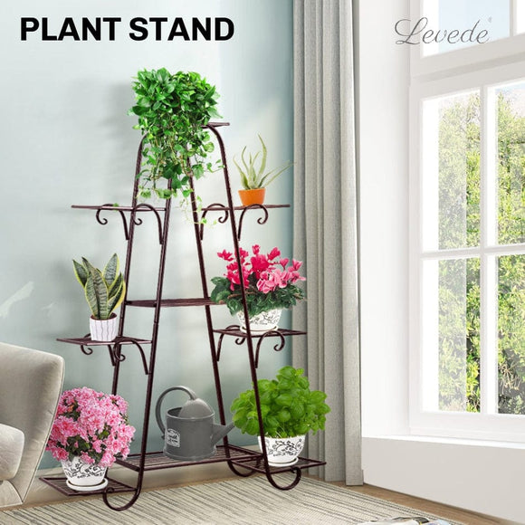 Levede Plant Stand New Design Flower Pot Corner Shelf Bronze Type 1