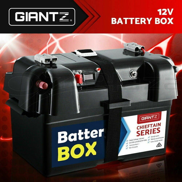 Battery Box 12V Camping Portable Deep Cycle AGM Universal Large USB Cig