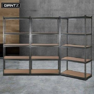 3x1.8M 5-Shelves Steel Warehouse Shelving Racking Garage Storage Rack Grey
