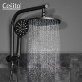Cefito WELS 9'' Rain Shower Head Set Round Handheld High Pressure Wall Black