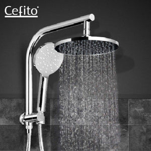 Cefito WELS 9'' Rain Shower Head Set Round Handheld High Pressure Wall Chrome