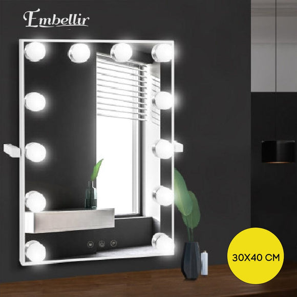 Hollywood Wall mirror Makeup Mirror With Light Vanity 12 LED Bulbs  30cm x 40cm