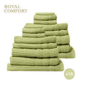 Royal Comfort 16 Piece Egyptian Cotton Eden Towels Set 600GSM Luxurious Absorbent - Spearmint