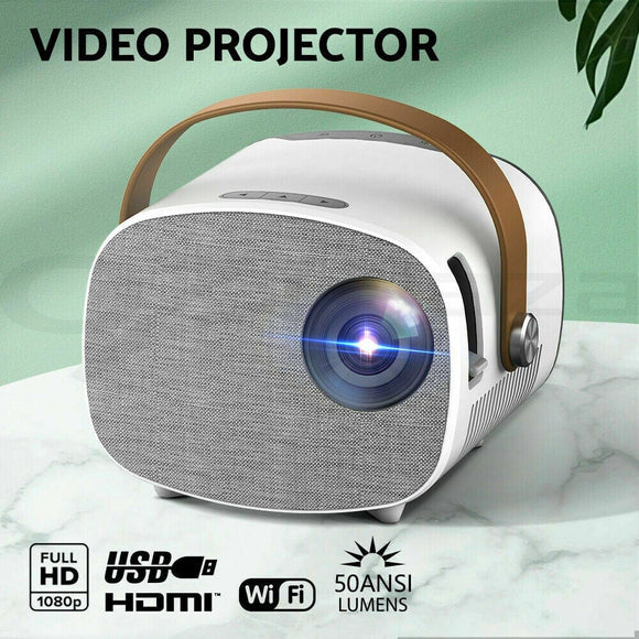 Mini Video Projector Wifi USB HDMI Portable 50ANSI Lumens HD 1080P Home Theater