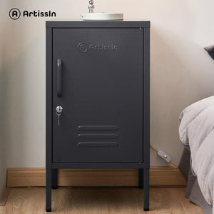 ArtissIn Mini Metal Locker Storage Shelf Organizer Cabinet Bedroom Black