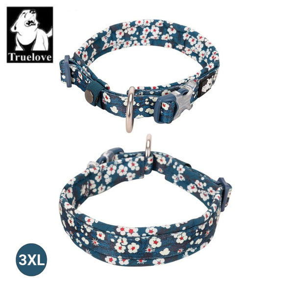 Floral Dog Collar Saxony Blue 3XL