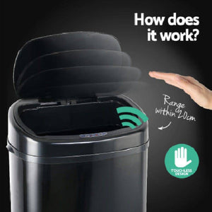 Motion Sensor Rubbish Bin 68L - Black