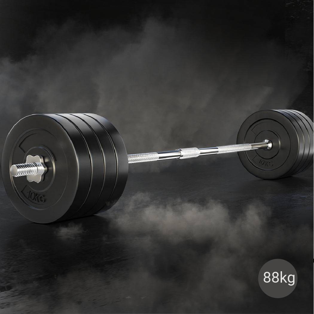 Everfit 88kg Barbell Set Weight Plates Bar Lifting Bench 168cm