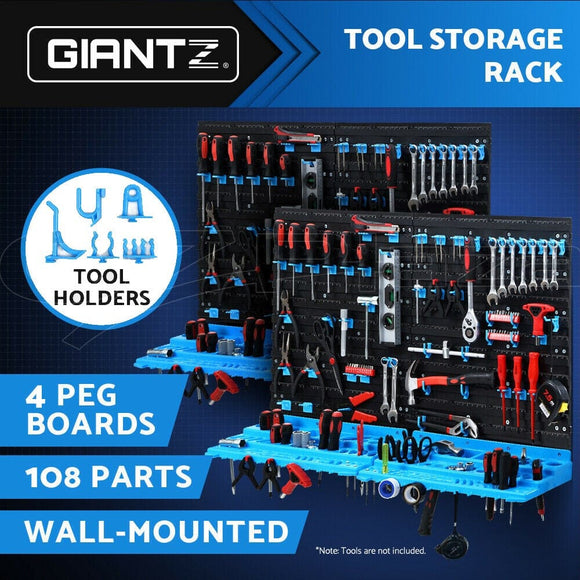 Giantz 108 Storage Bin Rack Wall Mounted Tools Organiser Peg Wall Bench Garage