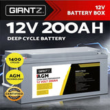 Giantz 200Ah Deep Cycle Battery 12V AGM Marine Sealed Power Portable Box Solar Caravan Camping