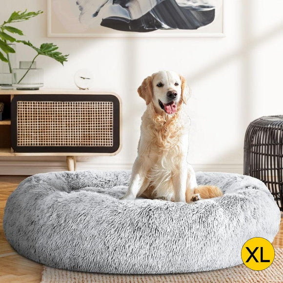 Pet Bed Dog Cat Calming Bed Extra Large 110cm Charcoal Sleeping Comfy Washable