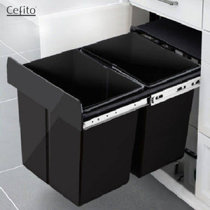 Pull Out Kitchen Bin - Black Cefito 2x20L