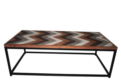 Wooden Coffee Table Contemporary Home Living Room or Office Wooden top Metal Frame