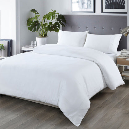 Royal Comfort Blended Bamboo Quilt Cover Sets -White-Queen