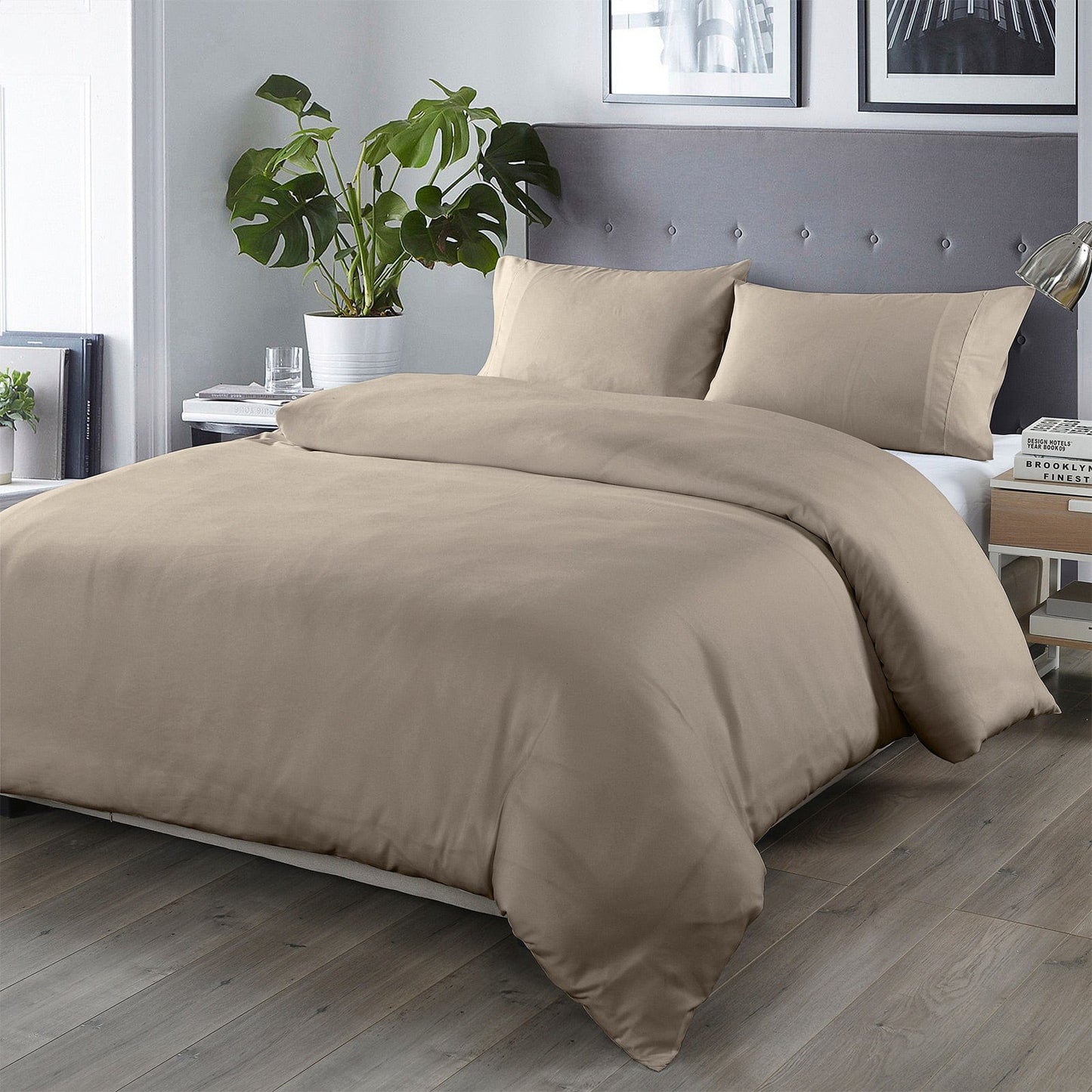 Royal Comfort Blended Bamboo Quilt Cover Sets -Warm Grey-Queen
