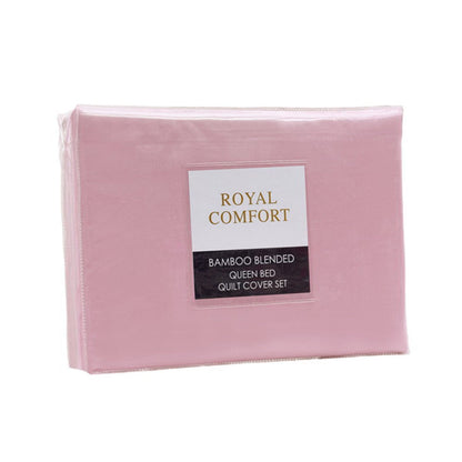 Royal Comfort Blended Bamboo Quilt Cover Sets -Blush-Queen