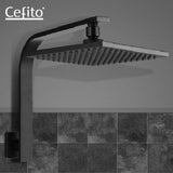 Cefito WElS 8'' Rain Shower Head Set Square High Pressure Wall Arm DIY Black