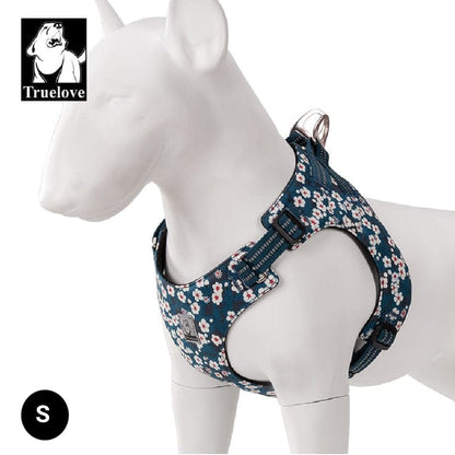 Floral Dog Harness Saxony Blue S