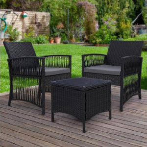 Patio Outdoor Furniture Bistro Set Dining Chairs Setting 3 Piece Wicker