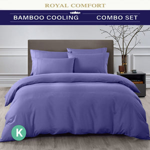 Royal Comfort 2000TC Quilt Cover Set Bamboo Cooling Hypoallergenic Breathable - King - Royal Blue