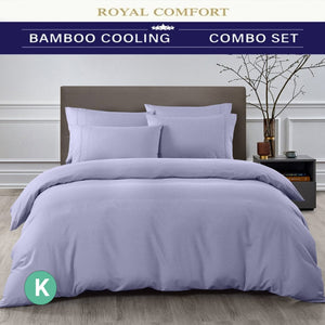 Royal Comfort 2000TC Quilt Cover Set Bamboo Cooling Hypoallergenic Breathable - King - Lilac Grey