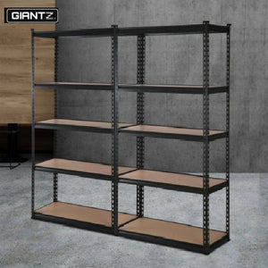 2x1.8M 5-Shelves Steel Warehouse Shelving Racking Garage Storage Rack Black