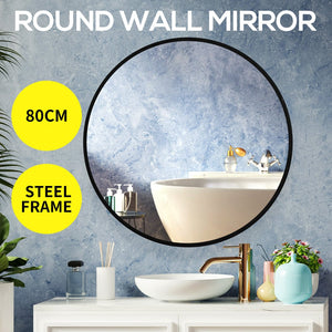 Wall Mirror Round Shaped Bathroom Makeup Mirrors Smooth Edge 80CM