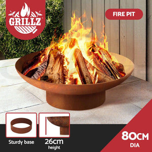 Grillz Outdoor Fire Pit Garden Charcoal Fireplace Patio Heater Vintage Pits 80CM