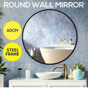 Wall Mirror Round Shaped Bathroom Makeup Mirrors Smooth Edge 60CM