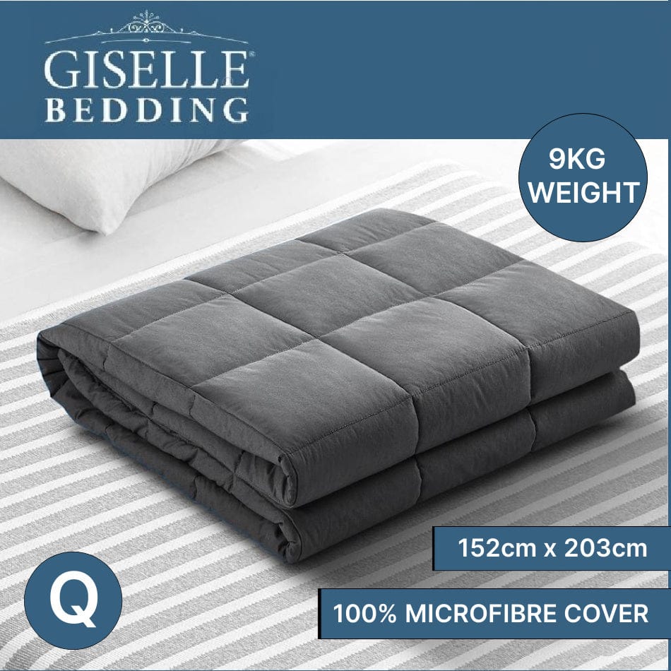 Weighted Blanket Adult 9KG Heavy Gravity Blankets Microfibre Cover Calming Relax Anxiety Relief Grey