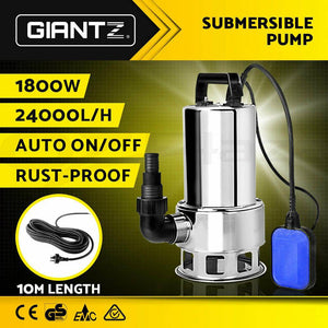 Giantz 1800W Submersible Dirty Water Pump Bore Tank Well Steel Automatic Clean