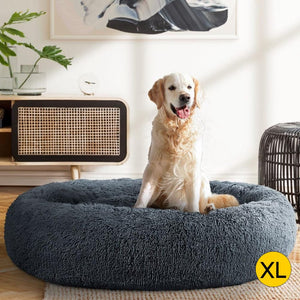 Pet Bed Dog Cat Calming Bed Extra Large 110cm Dark Grey Sleeping Comfy Washable
