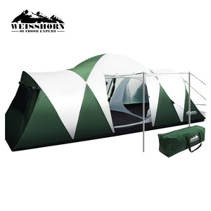 Weisshorn Family Camping Tent 12 Person Hiking Beach Tents (3 Rooms) Green