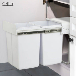 Pull Out Kitchen Bin -Cefito 2x20L White