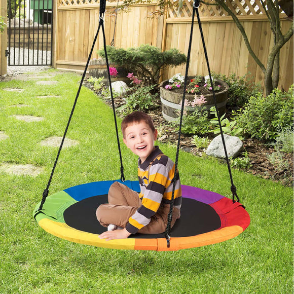 100cm Kids Flying Saucer Tree Swing Kids Round Swing Hammock Chair Yard Play
