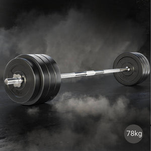 Everfit 78kg Barbell Set Weight Plates Bar Lifting Bench 168cm