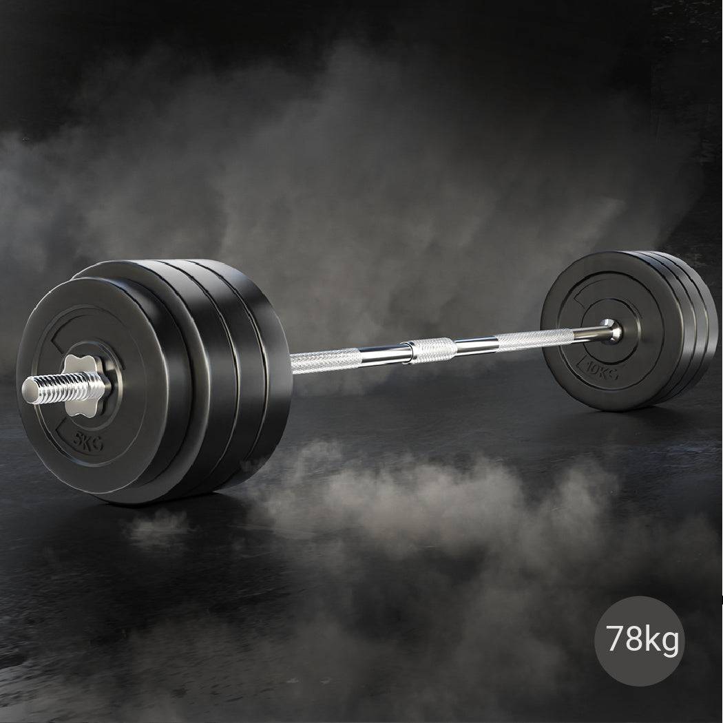 Everfit 78kg Barbell Set Weight Plates Bar Lifting Bench 168cm