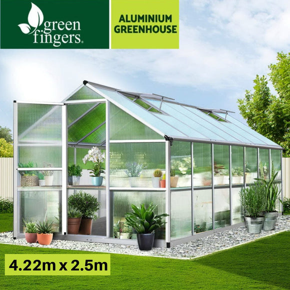 Greenfingers Greenhouse Aluminium Green House Garden Shed Greenhouses 4.22mx2.5m