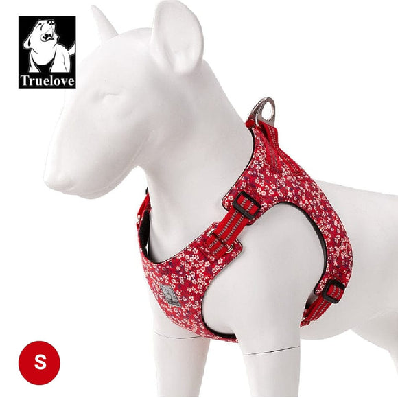 Floral Dog Harness Red S