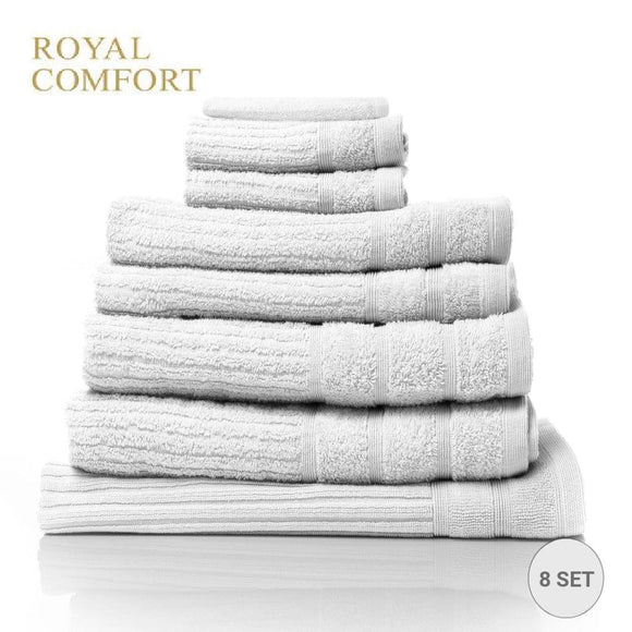 Royal Comfort Eden Egyptian Cotton 600 GSM 8 Piece Towels Pack White