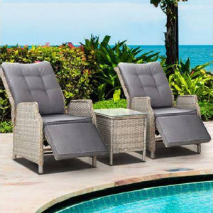 Recliner Chairs Outdoor Furniture Sun lounge Setting Patio Wicker Sofa